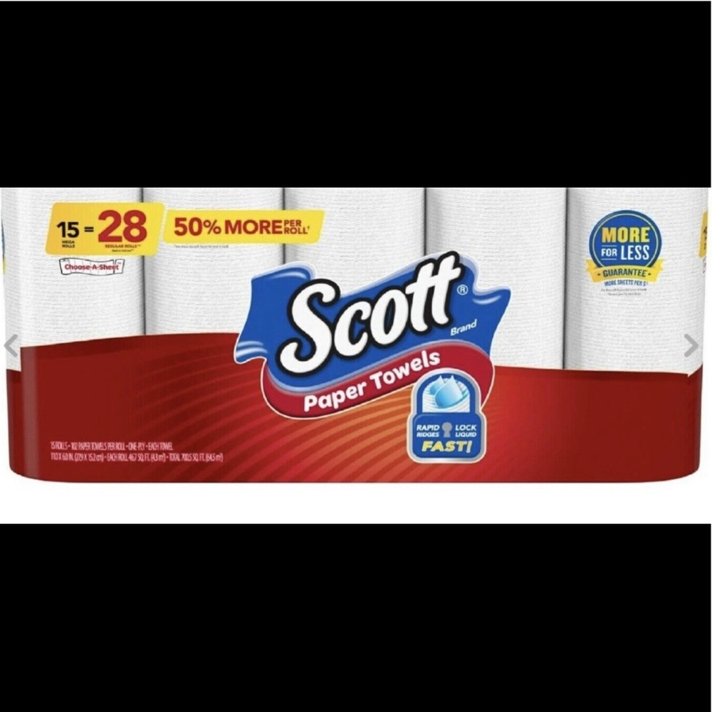 MAKE OFFER- Scott Paper Towels 15 MEGA Rolls= 28 Rolls